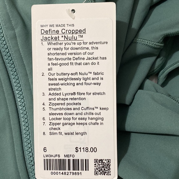 Lululemon Define Cropped Jacket Nulu Medium Forest - Picture 4 of 8